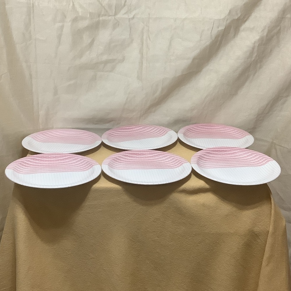 Vintage Churchill England Pink Shades Dinner Plate Featuring Striped & Polka Dot
